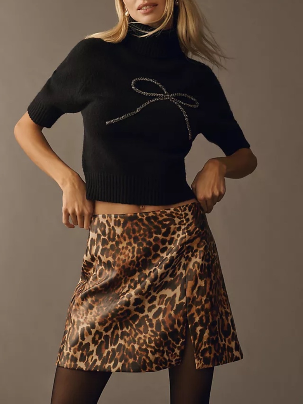 NWT Anthropologie Maeve Faux Leather Side-Slit Micro Mini Skirt